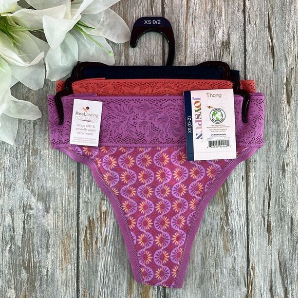 Joyspun Women's Modal and Lace Thong Panties Underwear 3-Pack Size XS - Picture 1 of 5